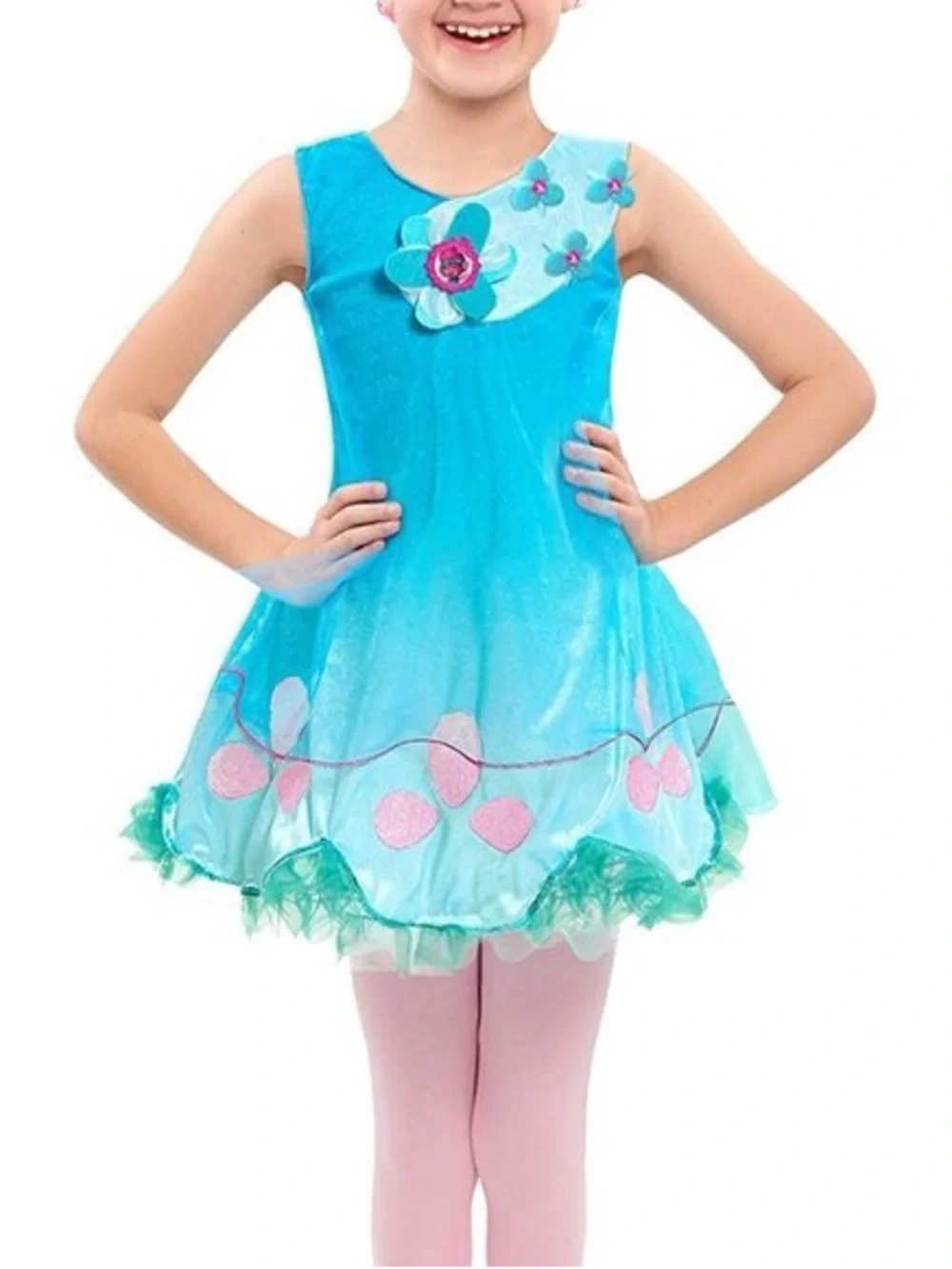 Trolls Poppy costume dress sparkly toddler girl Halloween turquoise glitter